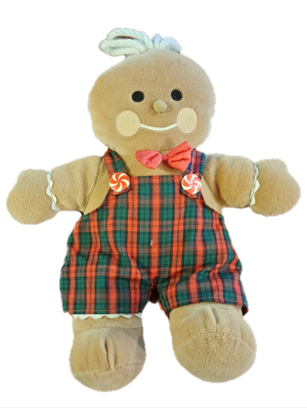Gibson Greetings 1994 Plush Gingerbread Boy Toy with Plaid Outfit Vintage